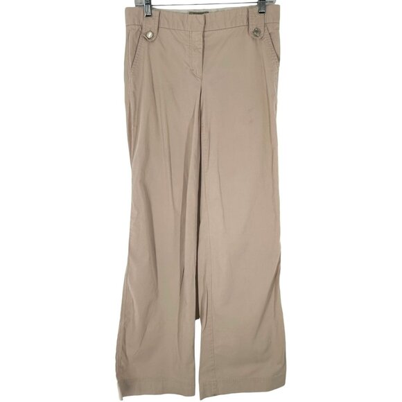 Burberry Classic Wide Leg Trousers Beige Cotton Blend Women's Size 6